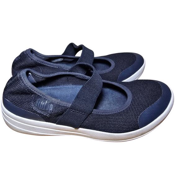 Fitflop Women Uberknit Mary Jane Ballerina 6.5 Flat Slip-on Shoe Comfort Navy - Picture 5 of 8